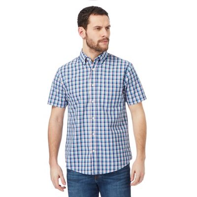 Blue checked print regular fit shirt